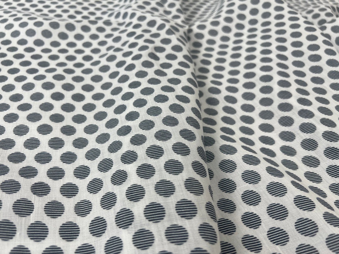 100% Ramie Fabric with Micro-Stripe Polka Dot Print, Lightweight 4776 8456 8457 8458