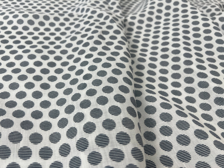 100% Ramie Fabric with Micro-Stripe Polka Dot Print, Lightweight 4776 8456 8457 8458