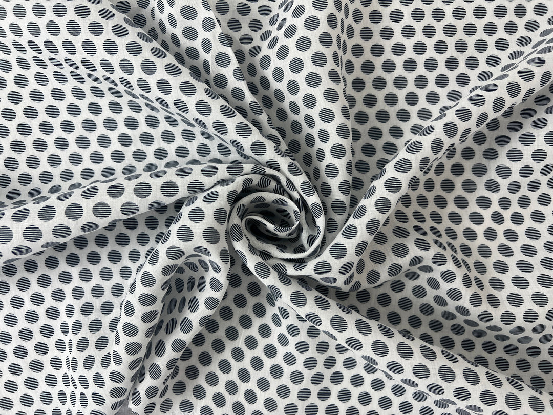 100% Ramie Fabric with Micro-Stripe Polka Dot Print, Lightweight 4776 8456 8457 8458