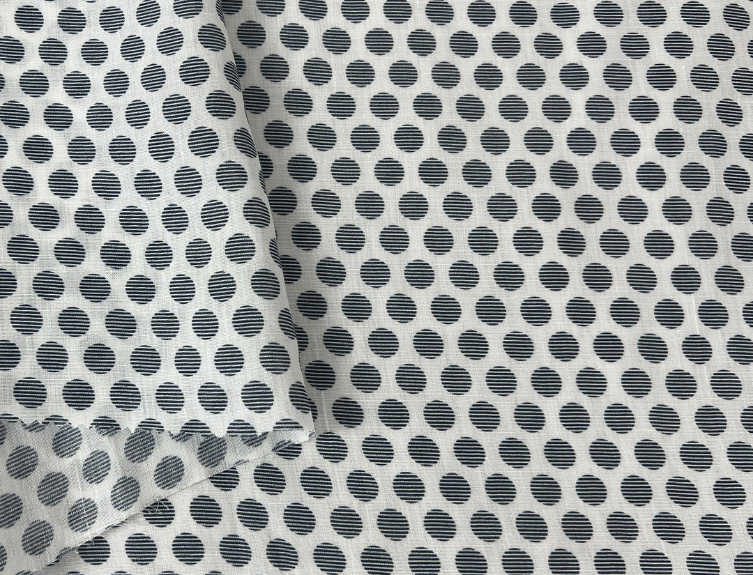 100% Ramie Fabric with Micro-Stripe Polka Dot Print, Lightweight 4776 8456 8457 8458