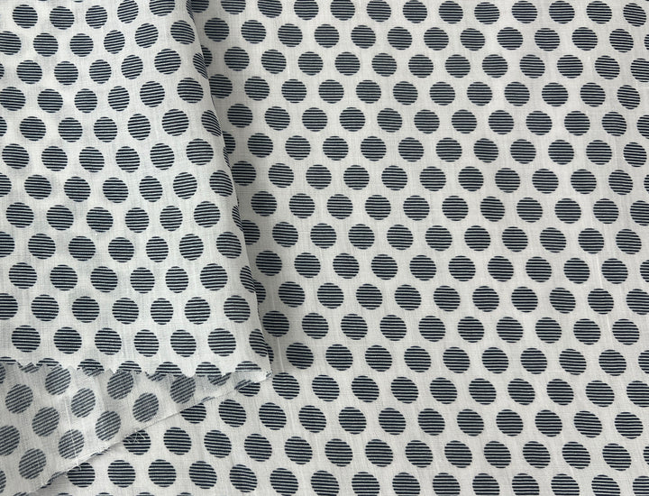 100% Ramie Fabric with Micro-Stripe Polka Dot Print, Lightweight 4776 8456 8457 8458