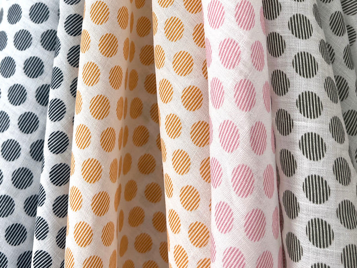 100% Ramie Fabric with Micro-Stripe Polka Dot Print, Lightweight 4776 8456 8457 8458