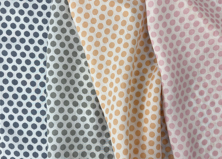 100% Ramie Fabric with Micro-Stripe Polka Dot Print, Lightweight 4776 8456 8457 8458