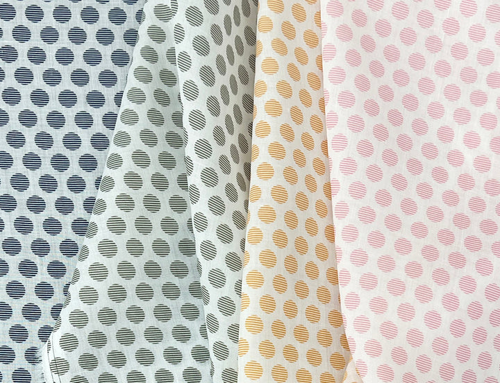 100% Ramie Fabric with Micro-Stripe Polka Dot Print, Lightweight 4776 8456 8457 8458