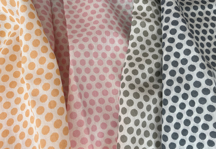 100% Ramie Fabric with Micro-Stripe Polka Dot Print, Lightweight 4776 8456 8457 8458