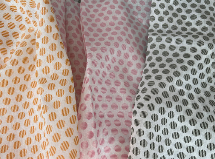 100% Ramie Fabric with Micro-Stripe Polka Dot Print, Lightweight 4776 8456 8457 8458