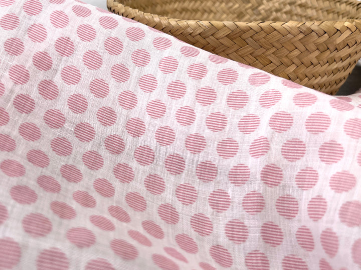 100% Ramie Fabric with Micro-Stripe Polka Dot Print, Lightweight 4776 8456 8457 8458
