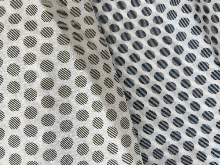 100% Ramie Fabric with Micro-Stripe Polka Dot Print, Lightweight 4776 8456 8457 8458