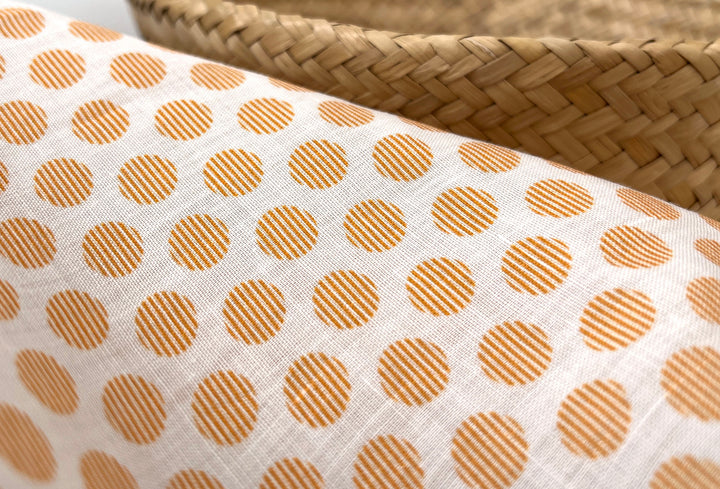 100% Ramie Fabric with Micro-Stripe Polka Dot Print, Lightweight 4776 8456 8457 8458