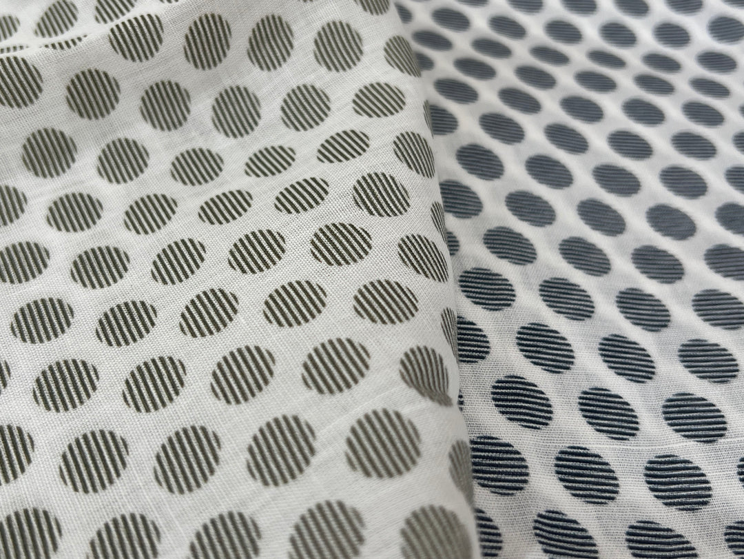 100% Ramie Fabric with Micro-Stripe Polka Dot Print, Lightweight 4776 8456 8457 8458