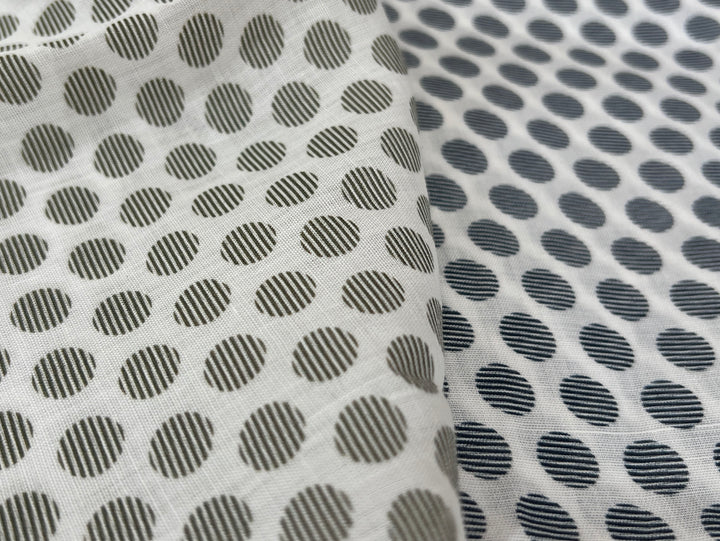 100% Ramie Fabric with Micro-Stripe Polka Dot Print, Lightweight 4776 8456 8457 8458