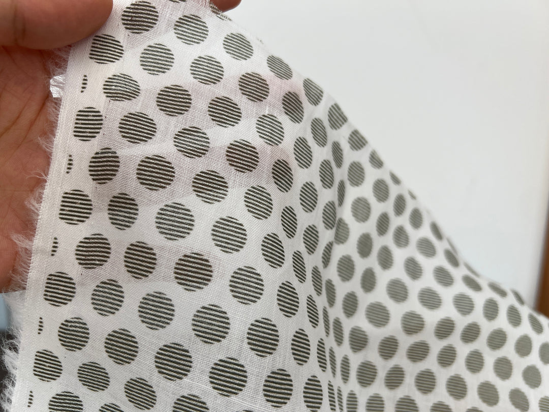 100% Ramie Fabric with Micro-Stripe Polka Dot Print, Lightweight 4776 8456 8457 8458