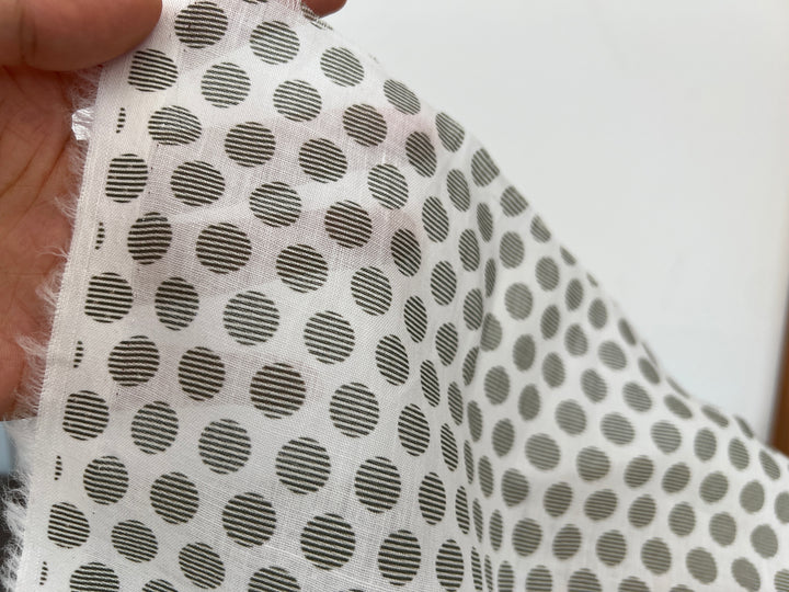 100% Ramie Fabric with Micro-Stripe Polka Dot Print, Lightweight 4776 8456 8457 8458