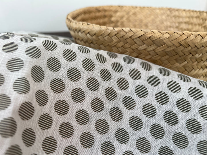 100% Ramie Fabric with Micro-Stripe Polka Dot Print, Lightweight 4776 8456 8457 8458