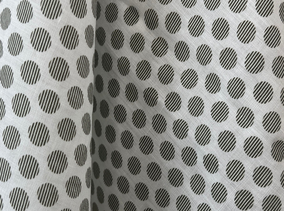 100% Ramie Fabric with Micro-Stripe Polka Dot Print, Lightweight 4776 8456 8457 8458
