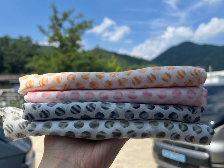 100% Ramie Fabric with Micro-Stripe Polka Dot Print, Lightweight 4776 8456 8457 8458