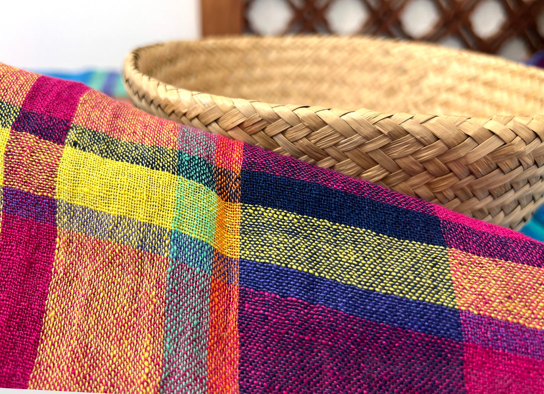 Linen Blend Madras Plaid Fabric | Natural Wrinkle & Subtle Stretch 8130