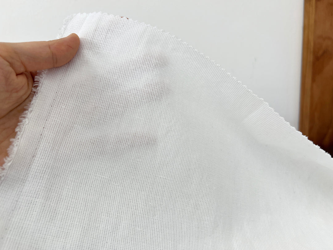 Subtle Textured Linen Cotton Fabric | Bleached Off-White | 52" 8260