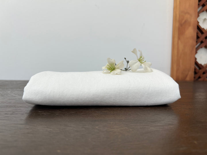 Subtle Textured Linen Cotton Fabric | Bleached Off-White | 52" 8260