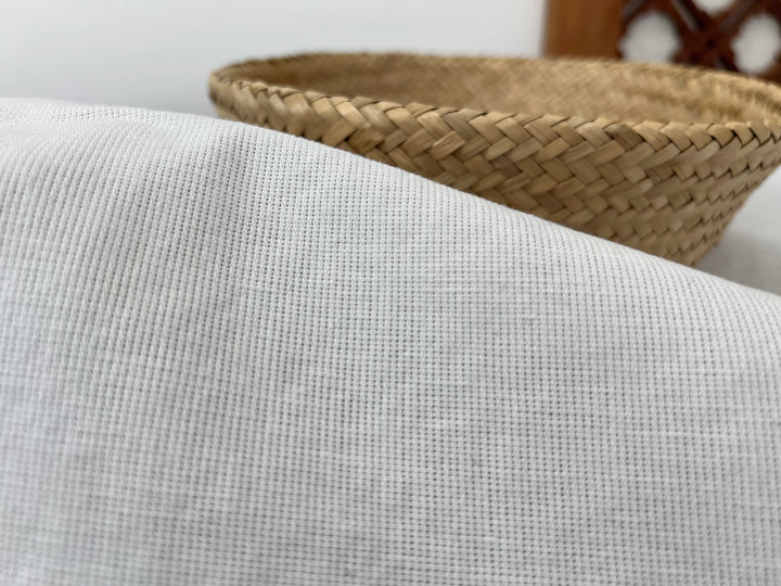 Subtle Textured Linen Cotton Fabric | Bleached Off-White | 52" 8260