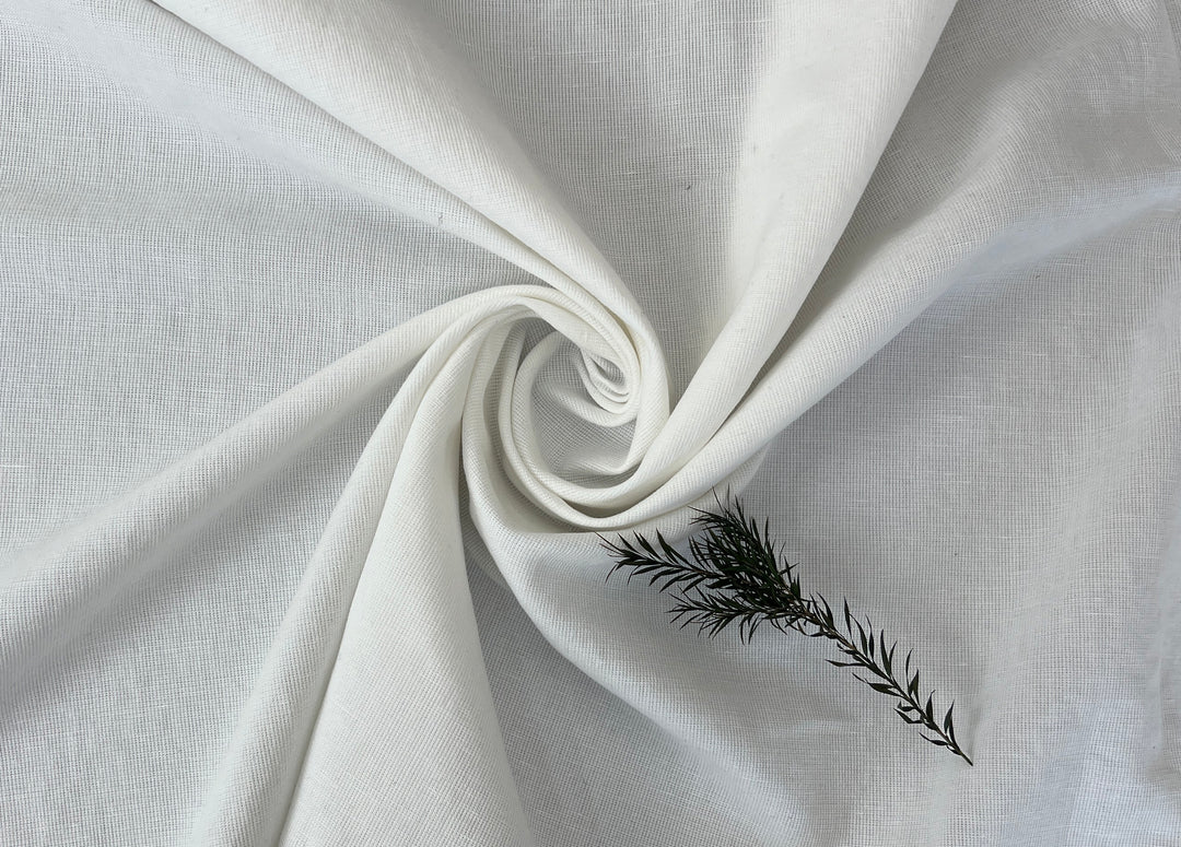 Subtle Textured Linen Cotton Fabric | Bleached Off-White | 52" 8260