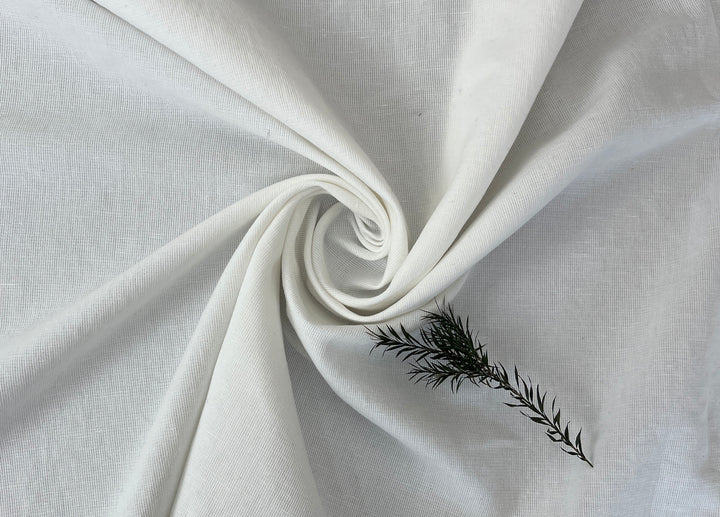 Subtle Textured Linen Cotton Fabric | Bleached Off-White | 52" 8260
