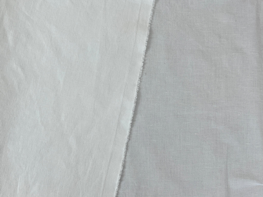 Subtle Textured Linen Cotton Fabric | Bleached Off-White | 52" 8260