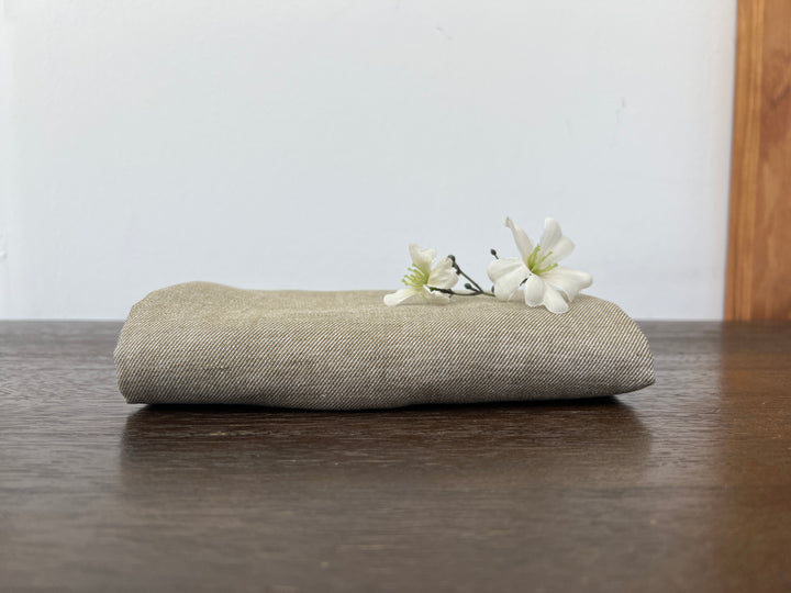 Two-Tone Linen Cotton Twill Fabric 3964 | Khaki Heather | Medium Weight | 52"