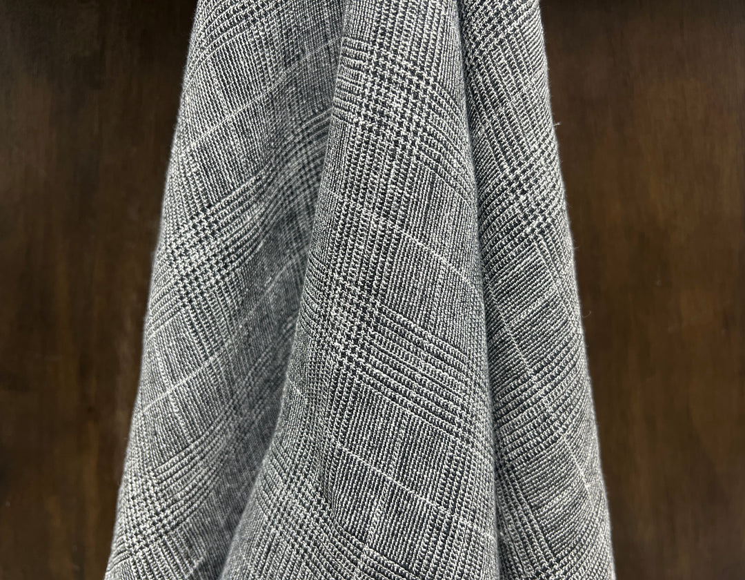 High Twisted Linen Polyester Glen Check Fabric (6068)