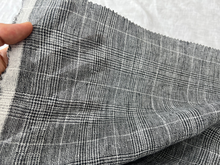 High Twisted Linen Polyester Glen Check Fabric (6068)