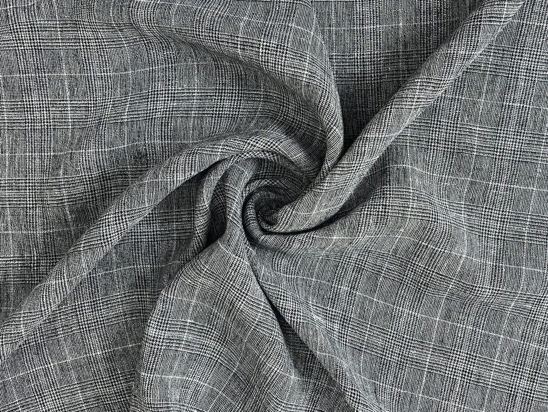 High Twisted Linen Polyester Glen Check Fabric (6068)