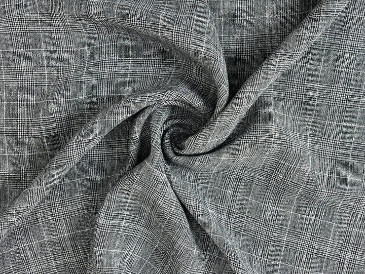 High Twisted Linen Polyester Glen Check Fabric (6068)