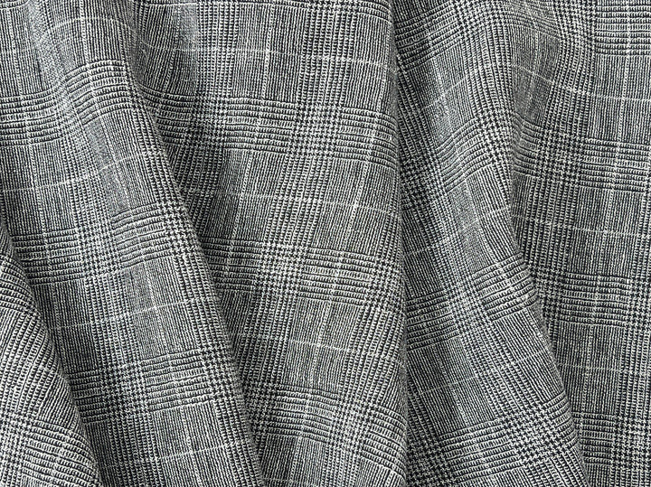 High Twisted Linen Polyester Glen Check Fabric (6068)