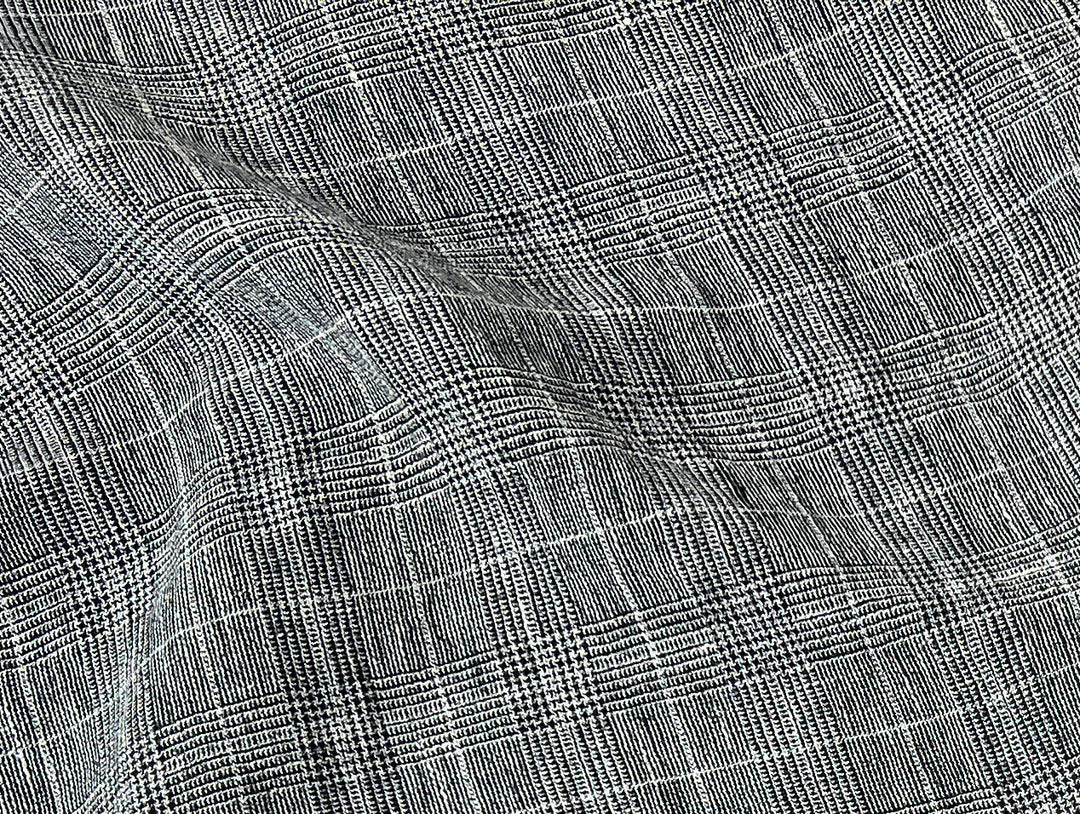 High Twisted Linen Polyester Glen Check Fabric (6068)