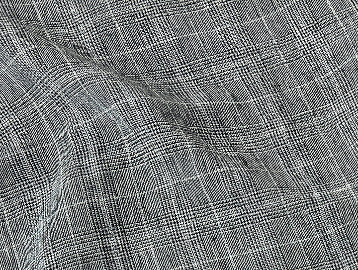 High Twisted Linen Polyester Glen Check Fabric (6068)