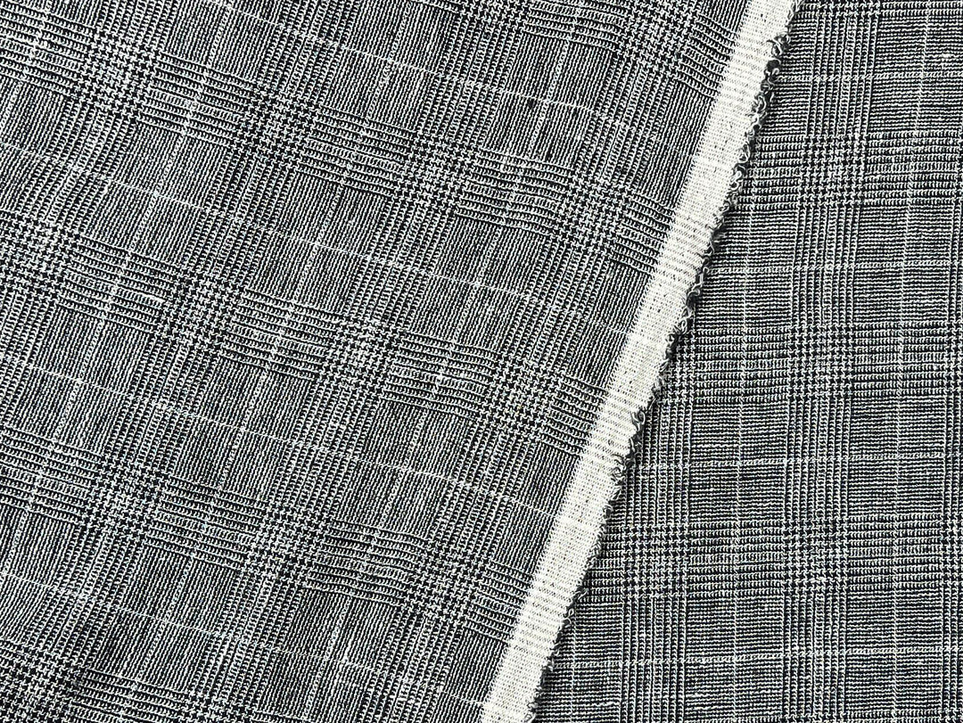 High Twisted Linen Polyester Glen Check Fabric (6068)