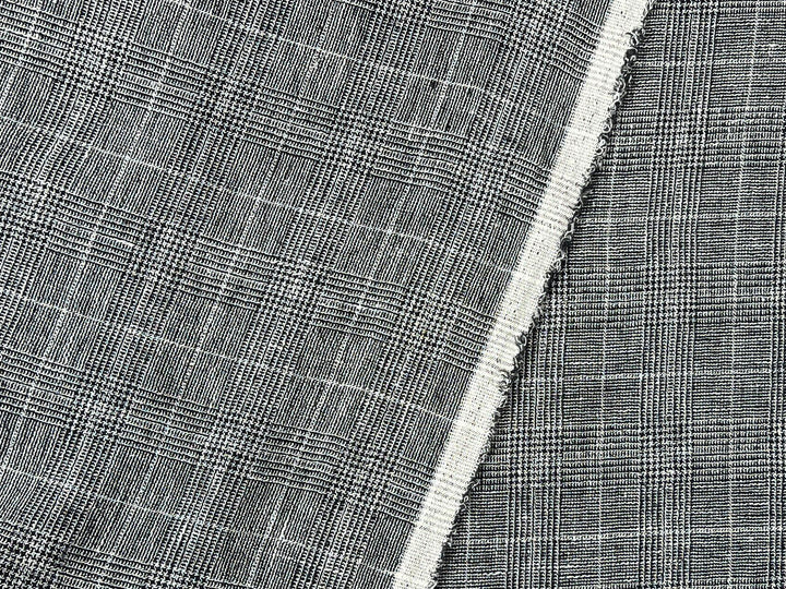 High Twisted Linen Polyester Glen Check Fabric (6068)