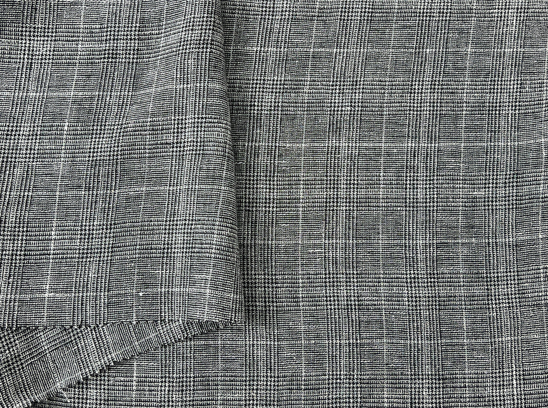 High Twisted Linen Polyester Glen Check Fabric (6068)