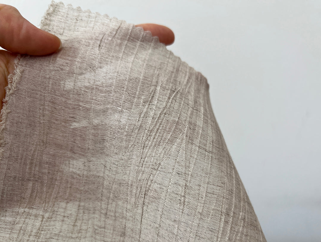 Textured Crushed Linen Blend Fabric | Creased Wrinkle Effect | 54"