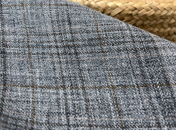 100% Linen Heritage Glen Plaid Twill Fabric 8434 | Grey Melange Yarn | 52"