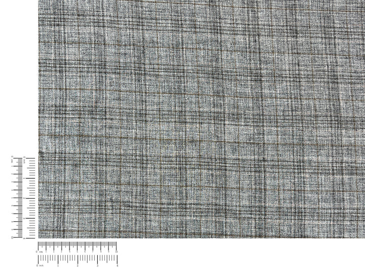 100% Linen Heritage Glen Plaid Twill Fabric 8434 | Grey Melange Yarn | 52"