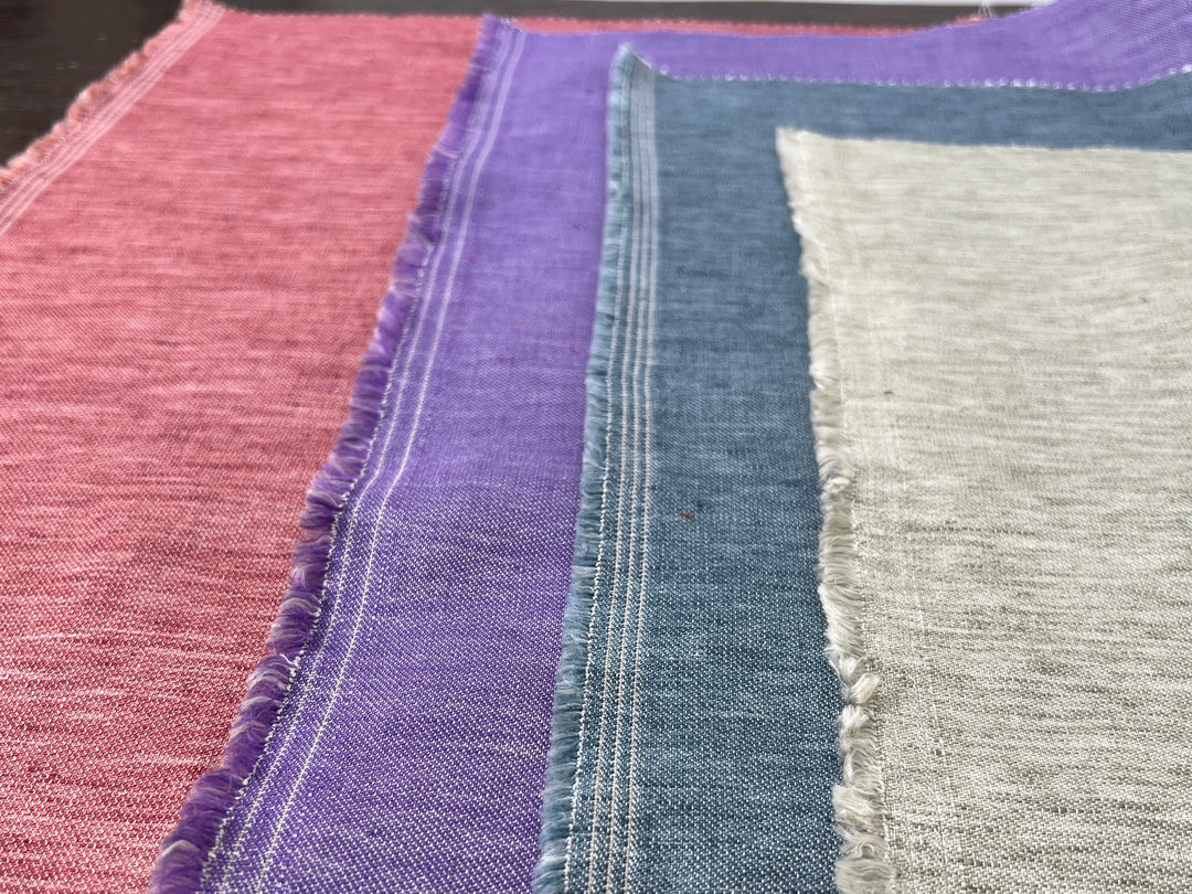 Double-Face Linen Cotton Fabric | Two-Tone Reversible Weave | 52" 6953 6954 6955 6956