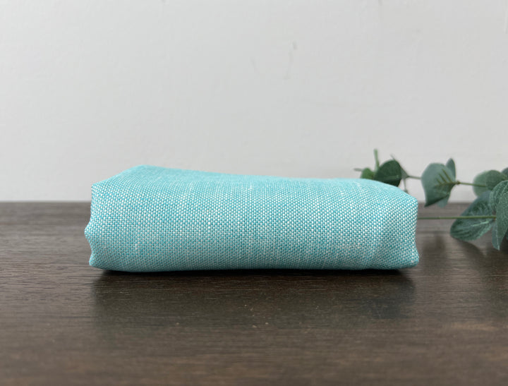 Aqua Blue 100% Linen Fabric | Basketweave Heavyweight | 44''