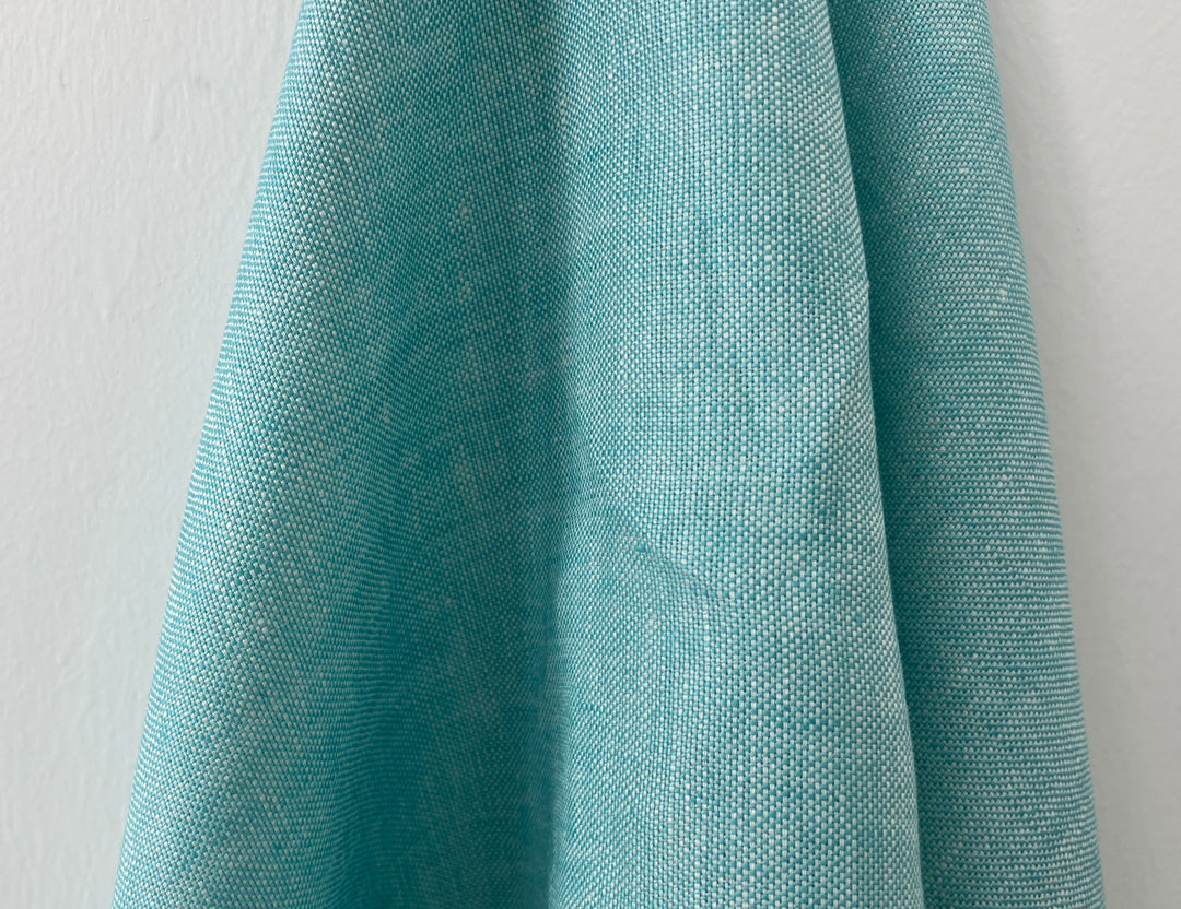 Aqua Blue 100% Linen Fabric | Basketweave Heavyweight | 44''