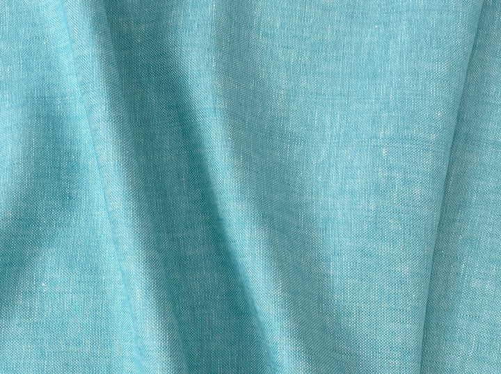Aqua Blue 100% Linen Fabric | Basketweave Heavyweight | 44''