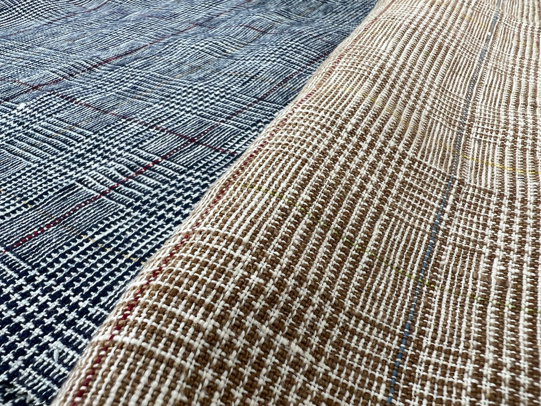 Heavyweight 100% Linen Glen Plaid Fabric | Pre-Washed Soft Hand | Heavy Weight 7552 7553
