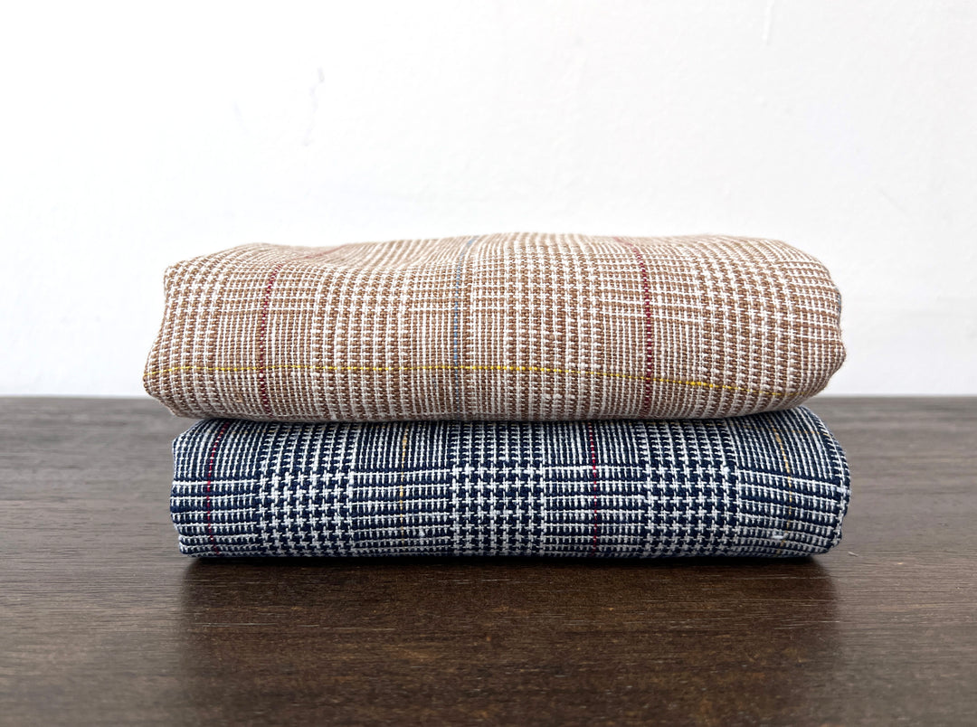 Heavyweight 100% Linen Glen Plaid Fabric | Pre-Washed Soft Hand | Heavy Weight 7552 7553