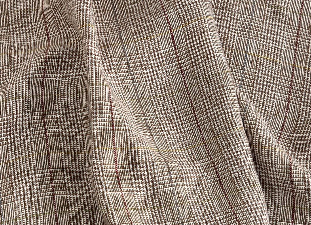 Heavyweight 100% Linen Glen Plaid Fabric | Pre-Washed Soft Hand | Heavy Weight 7552 7553