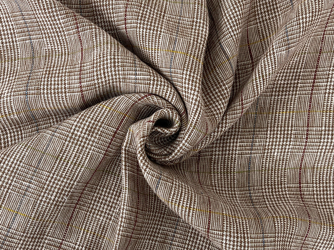 Heavyweight 100% Linen Glen Plaid Fabric | Pre-Washed Soft Hand | Heavy Weight 7552 7553