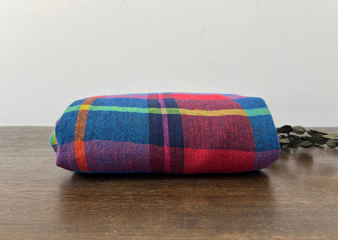 Vivid Multicolor Madras Plaid Linen Blend Fabric | Natural Stretch & Wrinkle Finish | 52" 8273